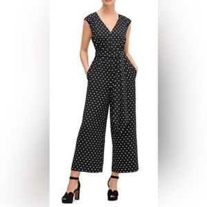 Kate spade black and white polka dot jumpsuit